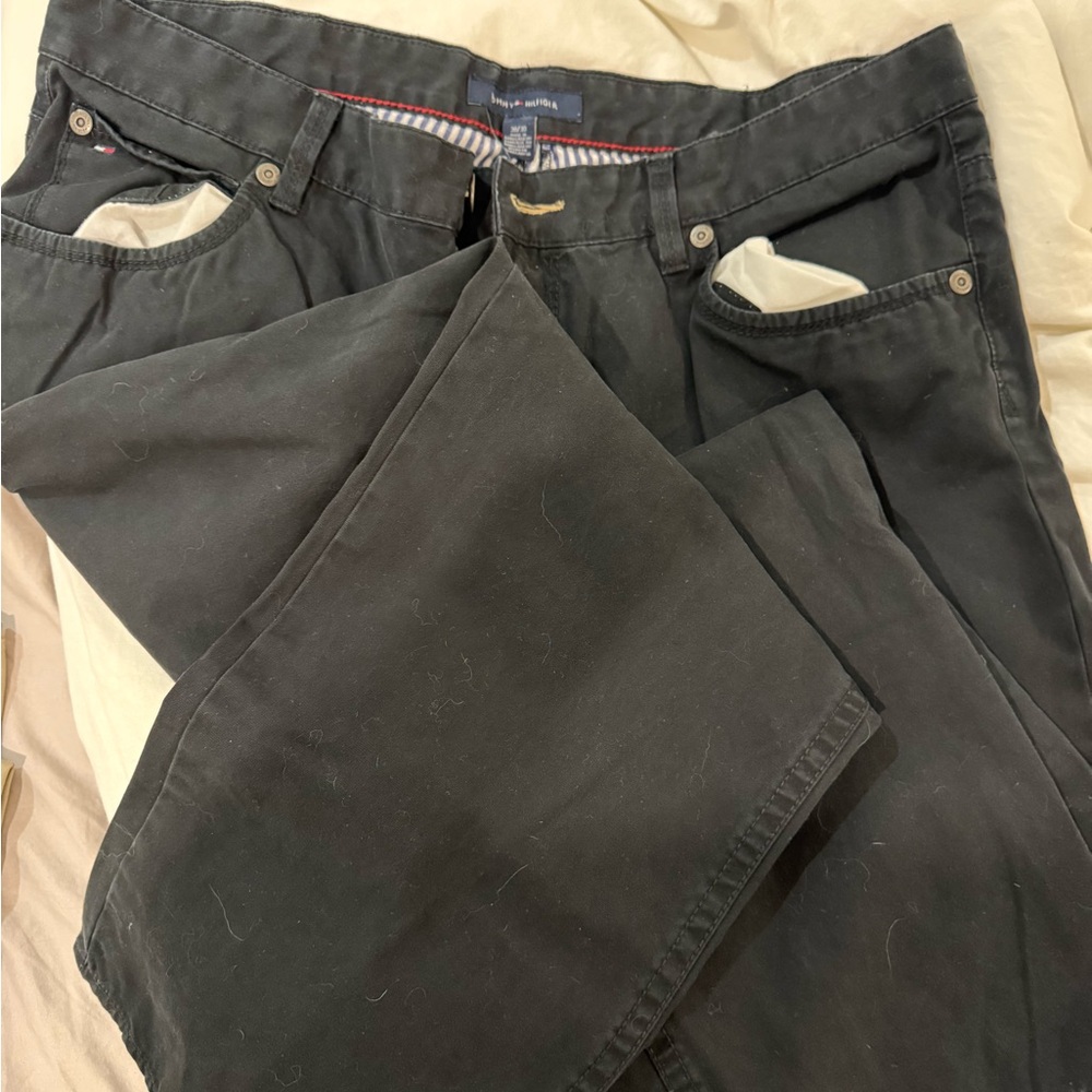 Tommy Hilfiger Black Pants with Red Stitching